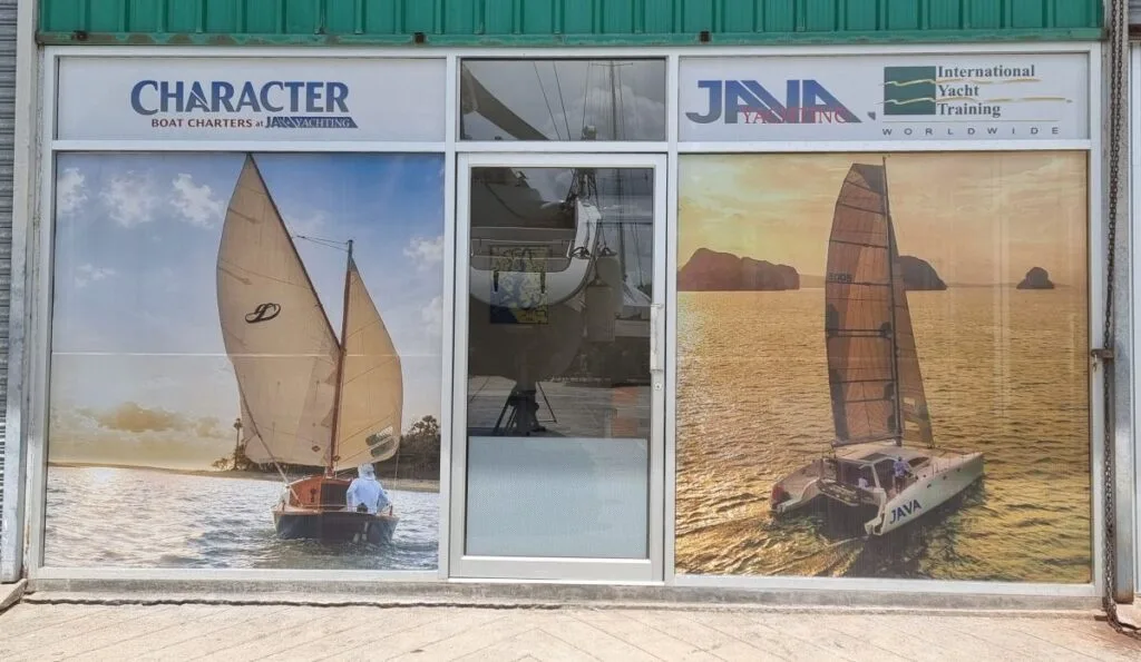Character Boat Charters and Java Yachting base at Krabi Boat Lagoon, Thailand, offering traditional sailing boat experiences