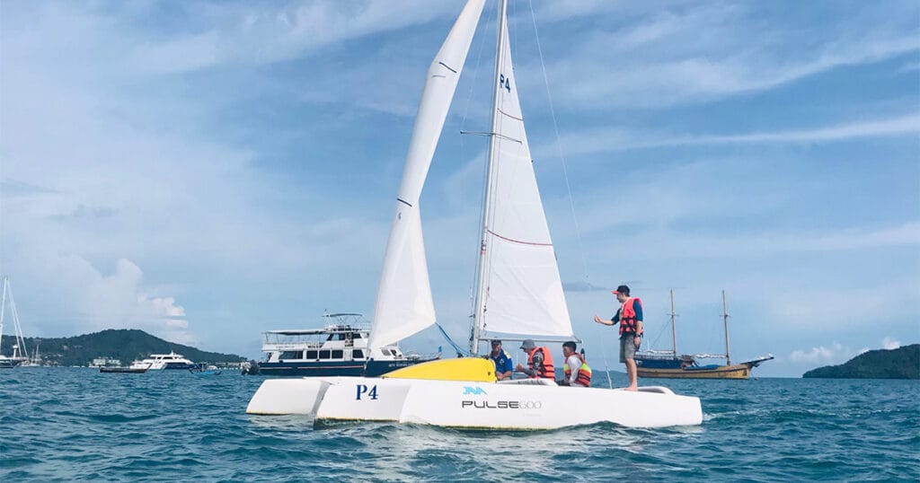 International Crew students learning practical sailing and yacht handling with Java Yachting in Thailand