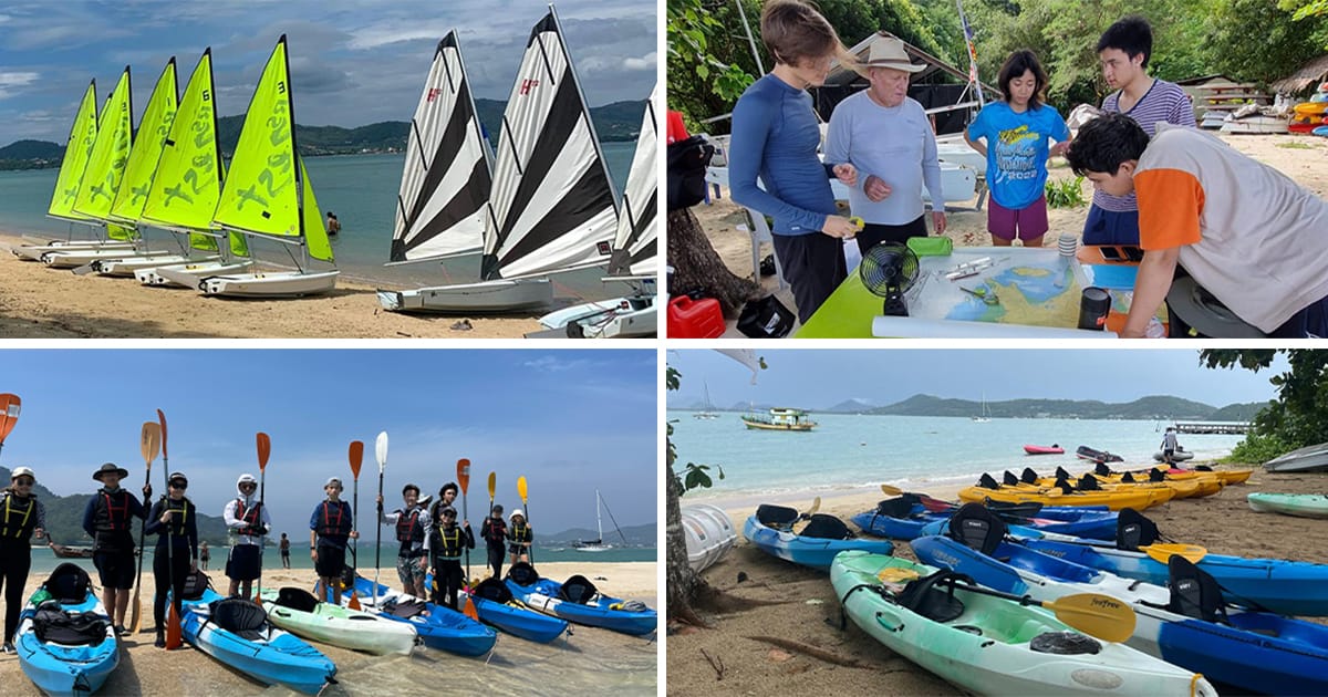 Team building and school camp sailing and kayaking activities at Koh Lon Island, Phuket, Thailand